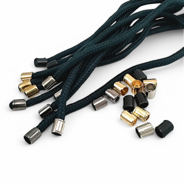 Metal Cord End 4 mm Cord Entry Small Cylinder Model - Patterned and Aesthetic Design E 2253