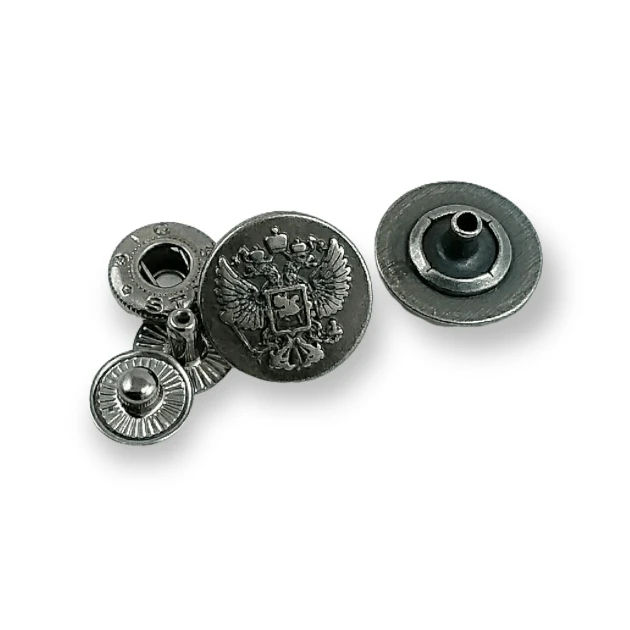 Ceket Çıt Çıt Düğme 17 mm - 27 Boy Arma Desenli 54 Sistem 4 lü Takım E 1492