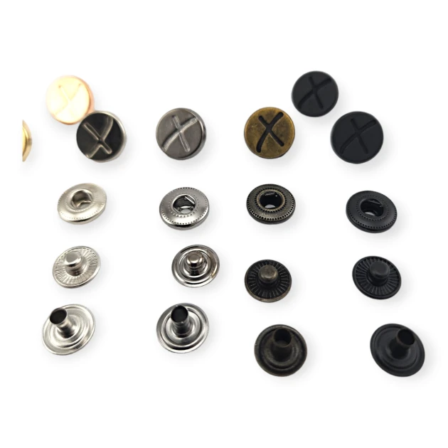 15 mm  Çıtçıt Düğme X Desenli Mont Düğmesi E 521