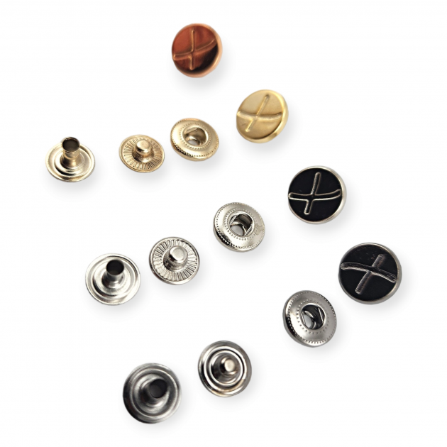 15 mm  Çıtçıt Düğme X Desenli Mont Düğmesi E 521