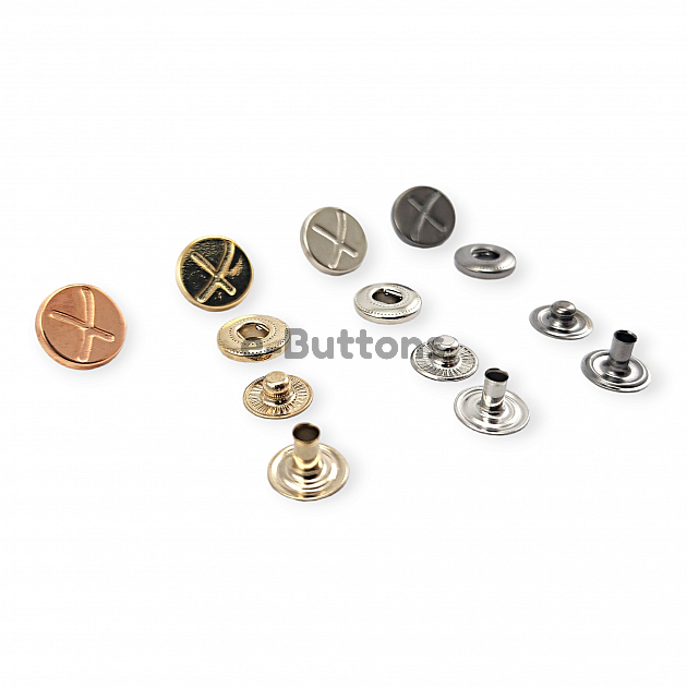 15 mm 5/8" Snap Button 26 L X Patterned Coat Button E 521