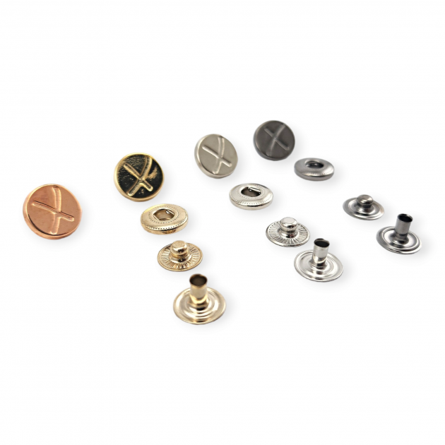 15 mm  Çıtçıt Düğme X Desenli Mont Düğmesi E 521