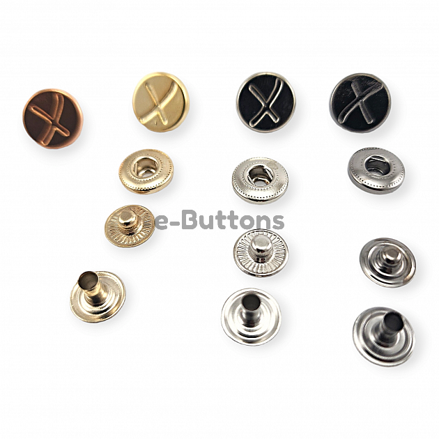 15 mm 5/8" Snap Button 26 L X Patterned Coat Button E 521