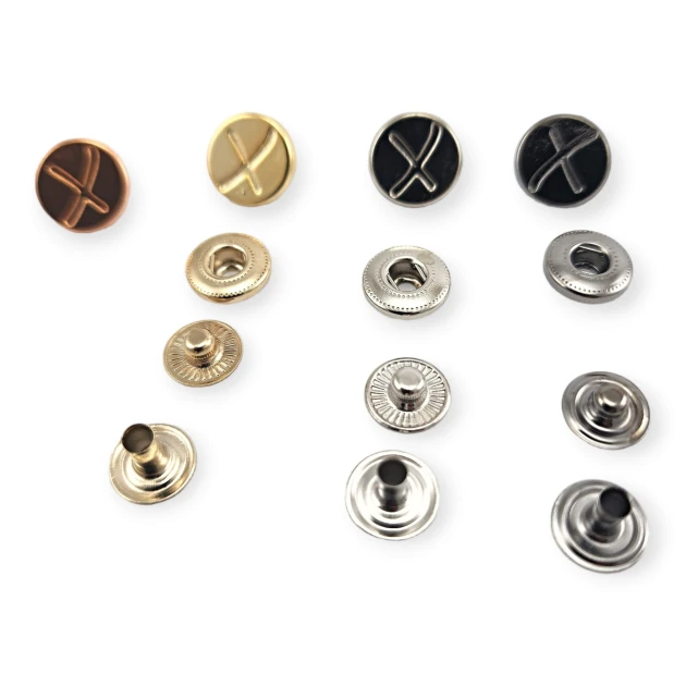 15 mm  Çıtçıt Düğme X Desenli Mont Düğmesi E 521