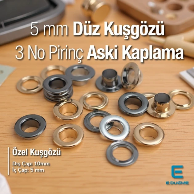 3 NO Pirinç Düz Kuşgözü 5 mm Premium Kalite EPR0003