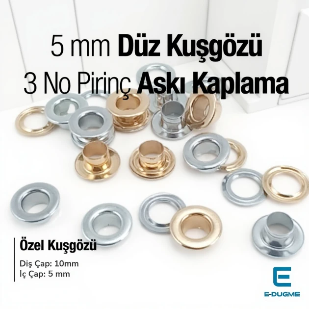 3 NO Pirinç Düz Kuşgözü 5 mm Premium Kalite EPR0003