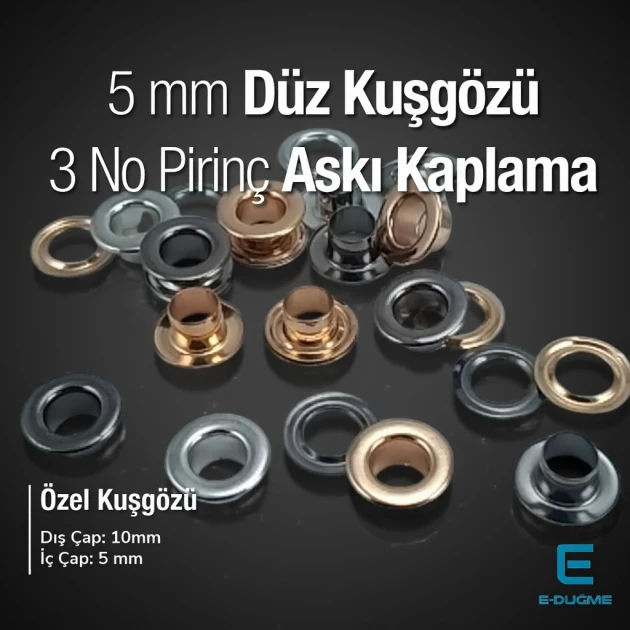 3 NO Pirinç Düz Kuşgözü 5 mm Premium Kalite EPR0003