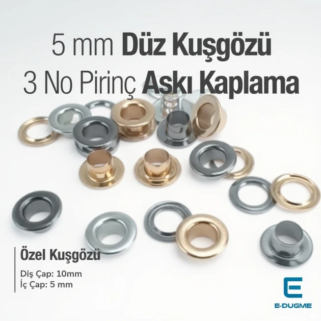 3 NO Pirinç Düz Kuşgözü 5 mm Premium Kalite EPR0003