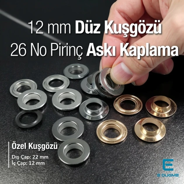 Brass 26 NO Flat Eyelet 12 mm 0.47" Premium Quality EPR0026