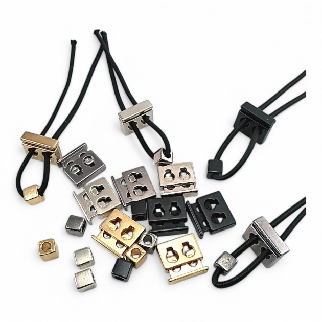 İki Delikli Metal Stoper 4,5 mm Delikli Küp Boncuk Kombinli  E 2035 - E 1804