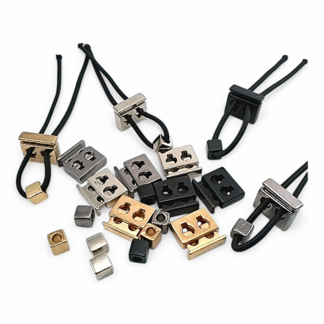 İki Delikli Metal Stoper 4,5 mm Delikli Küp Boncuk Kombinli  E 2035 - E 1804