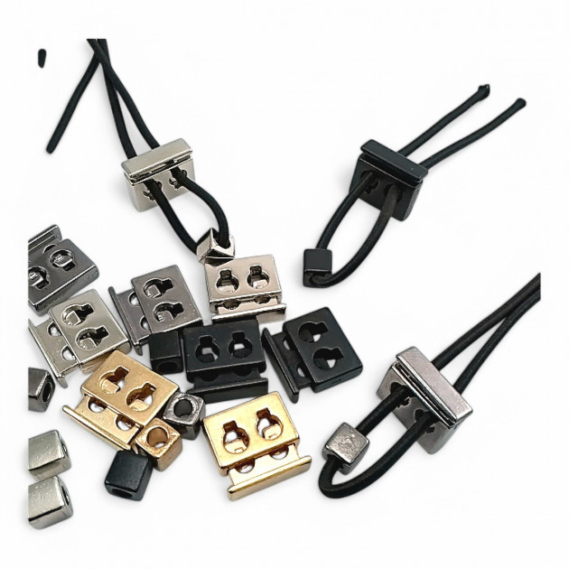 İki Delikli Metal Stoper 4,5 mm Delikli Küp Boncuk Kombinli  E 2035 - E 1804