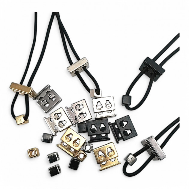 İki Delikli Metal Stoper 4,5 mm Delikli Küp Boncuk Kombinli  E 2035 - E 1804