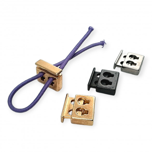 Cord Stopper 4 mm Lace Diameter Square Stopper 2 Hole Metal B0021