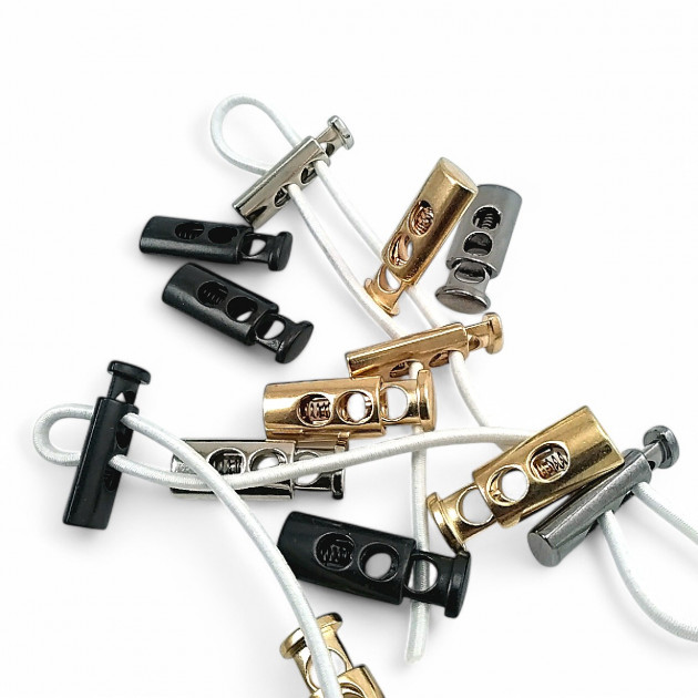 Üstten Basmalı Metal Stoper 5,5 mm Delik Çaplı İki Delikli Yassı Model - Zamak Stoper E 214