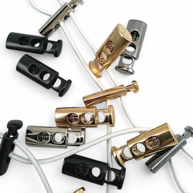 Üstten Basmalı Metal Stoper 5,5 mm Delik Çaplı İki Delikli Yassı Model - Zamak Stoper E 214