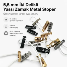 5.5 mm Two-Hole Top-Press Flat Zinc Alloy Cord Stopper E 214