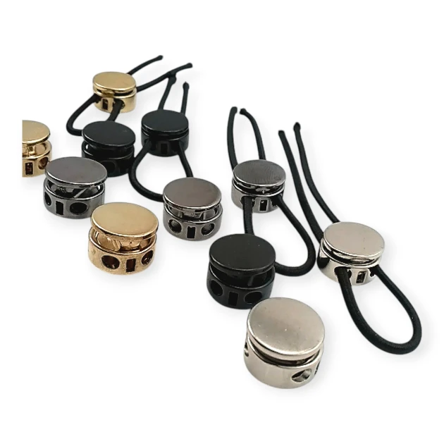 15 mm Tek Basma Düğmeli Mayın Stoper Çift Bağcık Delikli  Kordon Kilidi E 2206