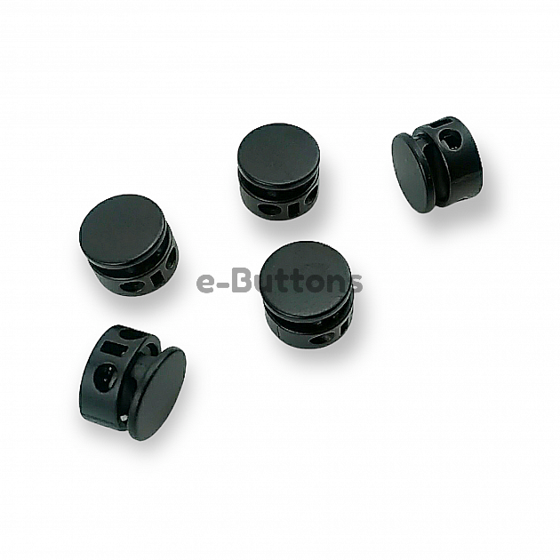 Single Push Button Cord Lock Mine Stopper 15 mm with Double Lace-Up Hole E 2206