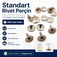 Standard Rivet 11 mm (0.43") Cap / 15 mm (0.59") Long Post Steel Rivet – 500 Pieces CS00011-10