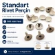 Standard Rivet 11 mm (0.43") Cap and 15 mm (0.59") Long Post Steel Rivet for heavy-duty applications, 500 pieces package