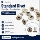 Standard Rivet 11 mm (0.43") Cap and 15 mm (0.59") Long Post Steel Rivet for heavy-duty applications, 500 pieces package