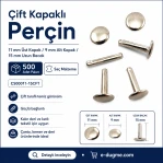 Double Cap Rivet 11 mm (0.43") Cap / 15 mm (0.59") Long Post / 9 mm (0.35") Bottom Cap Steel – 500 Pieces CS00011-15CFT