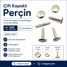 Double Cap Rivet 11 mm (0.43") Cap / 15 mm (0.59") Long Post / 9 mm (0.35") Bottom Cap Steel – 500 Pieces CS00011-15CFT
