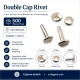 Double Cap Rivet 11 mm (0.43') Cap with 15 mm (0.59') Long Post and 9 mm (0.35') Bottom Cap Steel for leather, fabric, and