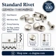 Standard 9 mm Rivet with 15 mm Long Post for Textile and Leather Accessories - 500 Pieces Pack