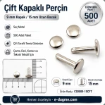 Double Cap Rivet 9 mm (0.35") Cap / 15 mm (0.59") Long Post Steel – 500 Pieces CS0009-15CFT
