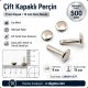 Double Cap Rivet 9 mm (0.35") Cap with 15 mm (0.59") Long Post Steel for Leather and Canvas Applications