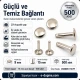 Double Cap Rivet 9 mm (0.35") Cap with 15 mm (0.59") Long Post Steel for Leather and Canvas Applications