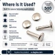 Double Cap Rivet 9 mm (0.35") Cap with 15 mm (0.59") Long Post Steel for Leather and Canvas Applications