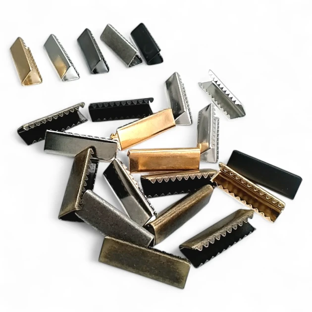 Cord End Pinch 25 mm x 8 mm - Brass Open Edge Pinch Cord End DGK0025