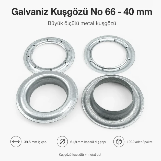 Galvanized Eyelet with Metal Washer 39.5 mm / 1.56 in Inner Diameter for durable fastening in various applications