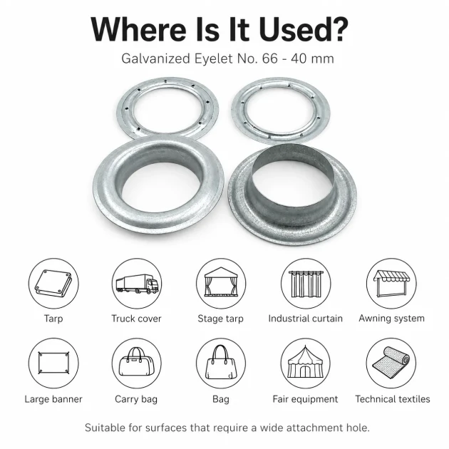 Galvanized Eyelet with Metal Washer 39.5 mm / 1.56 in Inner Diameter for durable fastening in various applications