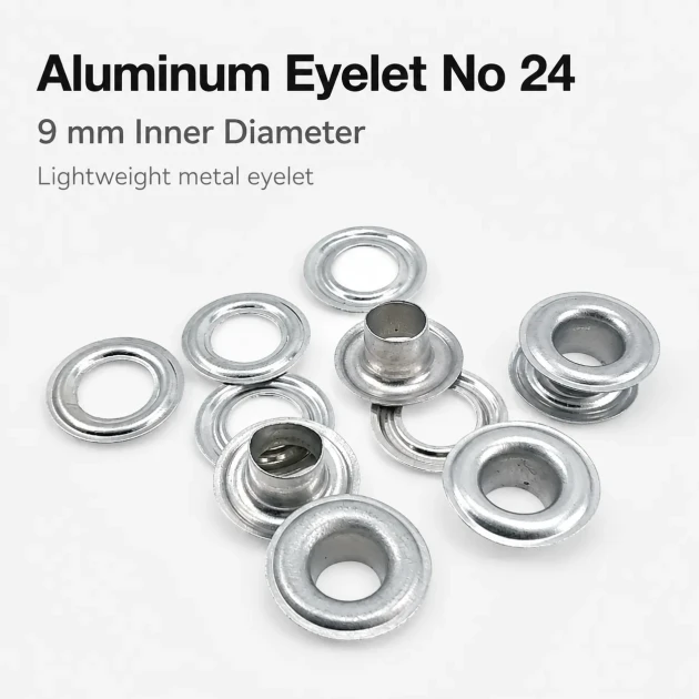 Aluminum Eyelet with 9.3 mm / 0.37 in Inner Diameter for Tarpaulin and Outdoor Applications, Durable and Rust-Resistant
