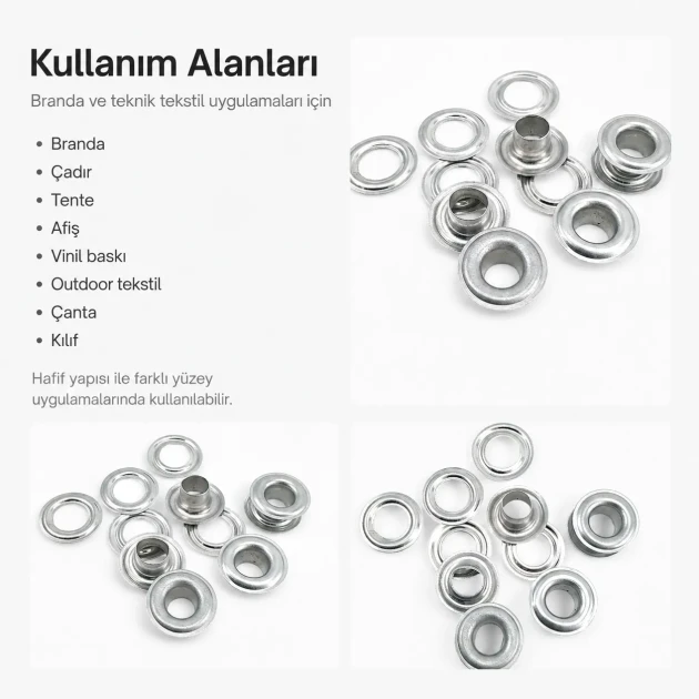 Aluminum Eyelet with 9.3 mm / 0.37 in Inner Diameter for Tarpaulin and Outdoor Applications, Durable and Rust-Resistant