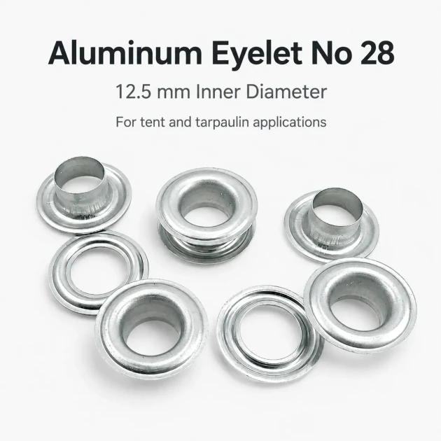 Aluminum Eyelet with 12.5 mm / 0.49 in Inner Diameter for Tarpaulin and Tent Applications, Lightweight and Rustproof for