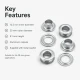 Aluminum Eyelet with 12.5 mm / 0.49 in Inner Diameter for Tarpaulin and Tent Applications, Lightweight and Rustproof for