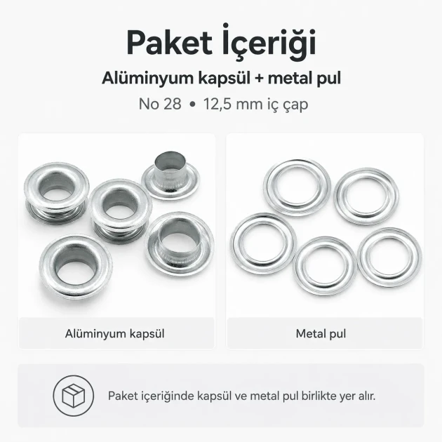 Aluminum Eyelet with 12.5 mm / 0.49 in Inner Diameter for Tarpaulin and Tent Applications, Lightweight and Rustproof for