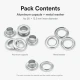 Aluminum Eyelet with 12.5 mm / 0.49 in Inner Diameter for Tarpaulin and Tent Applications, Lightweight and Rustproof for