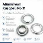 Aluminum Eyelet with 17 mm / 0.67 in Inner Diameter for Tarpaulin and Outdoor Textiles DT00031