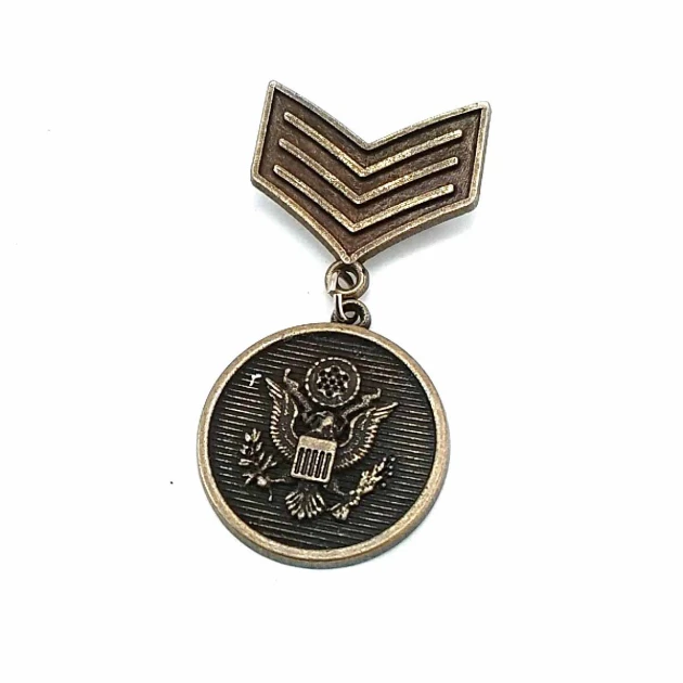 6 cm Antique Brass-Tone Emblem Medal Brooch BRS0002
