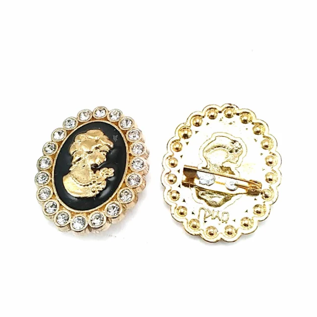 Brooch - Woman Illustrated Gold Color BRS0033