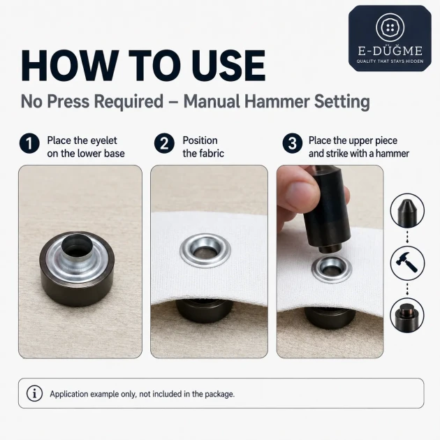 Size 24 Aluminum Eyelet Hand Punch and Setting Tool 9 mm (0.35 in) for manual installation of aluminum eyelets on textile