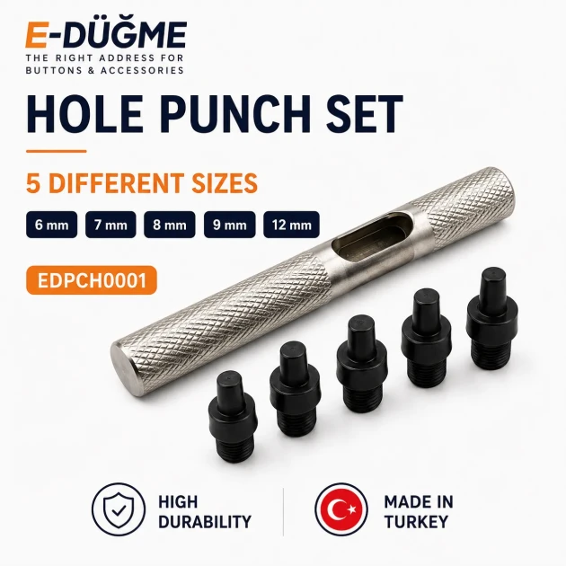 Delik Delme Kalıbı Punch Set 6 mm 7 mm 8 mm 9 mm 12 mm EDPCH0001 - Hassas delik açma aparatı