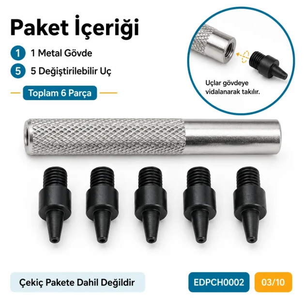 Hole Punch Set with 1–5 mm Interchangeable Tips for Snaps, Eyelets, Rivets, and Accessories