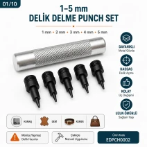 Hole Punch Set with 1–5 mm / 0.039–0.197 in Interchangeable Tips EDPCH0002